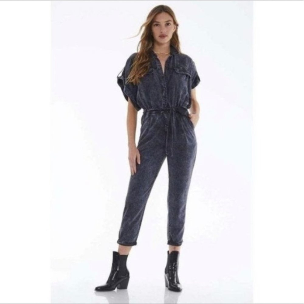 Young Fabulous and Broke Graylin Jumpsuit Dark Navy Short Dolman Sleeves…